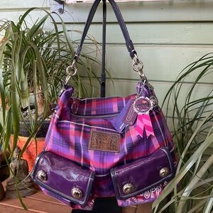 Coach Poppy Tartan hobo, 4 hang tags, like new, statement bag for vintage lovers